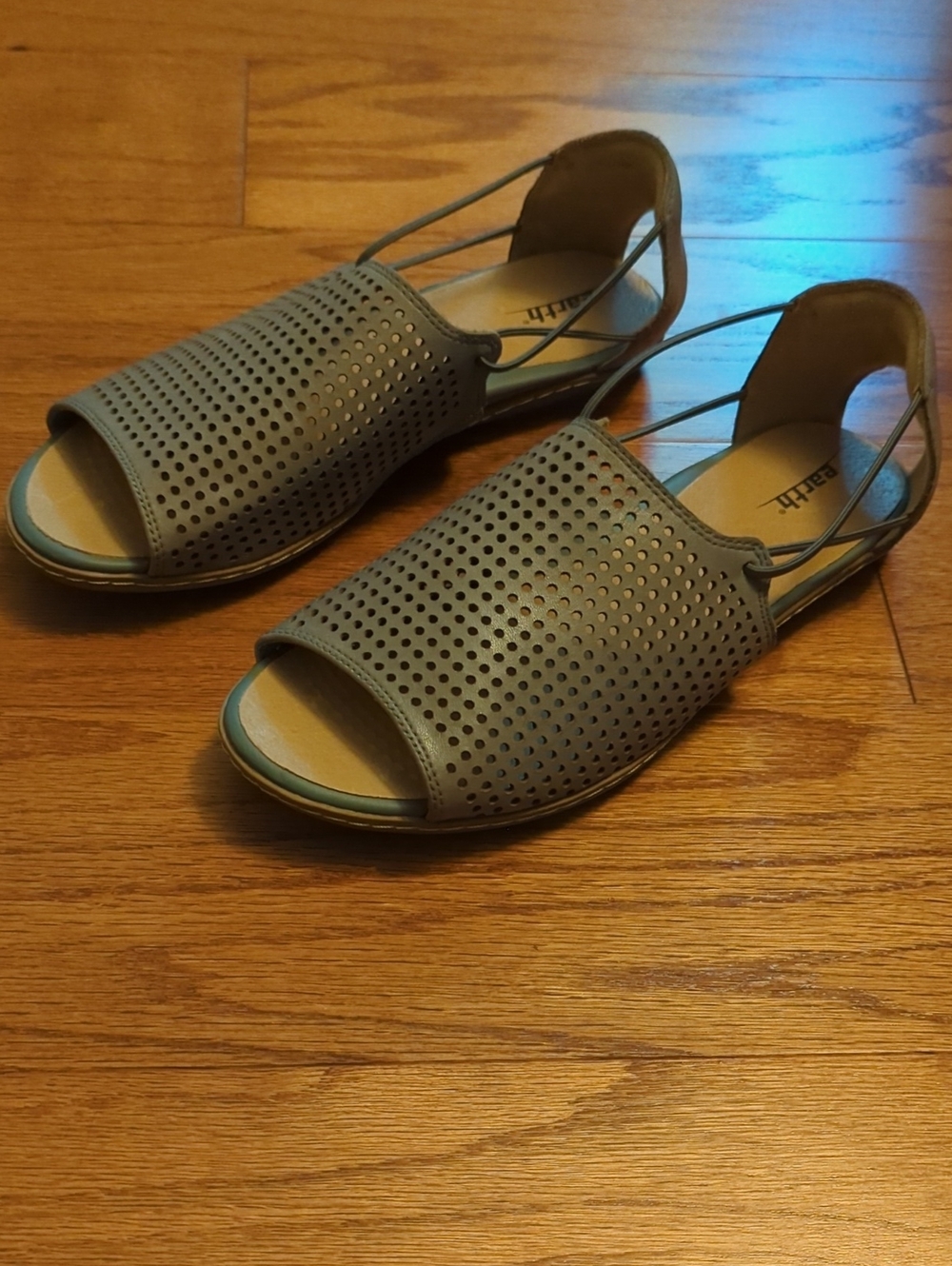 Earth Shelly Perforated Leather Open-Toe Slingback Sandals - Gray